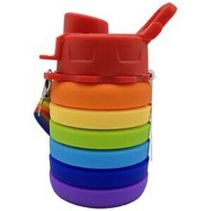 Season of Love Collapsible Silicone Water Bottle with Rainbow Strap